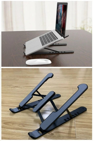 Plastik Yükseklik Ayarlı Laptop Standı Siyah ürün görseli 1