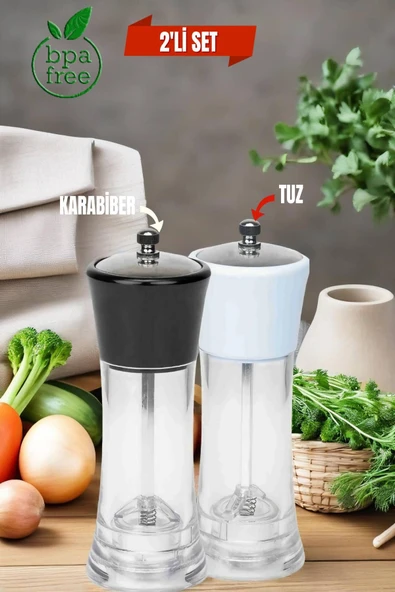 2'li Set Tuz ve Biber Değirmeni Seramik Elegant ürün görseli 1