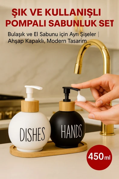 2’li Sabunluk Seti Kolay Basmalı Pompalı Mekanizmalı – Köpük Sabun Uyumlu, Şık Tasarım 450 ML ürün görseli 1