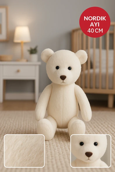 Ekru Nordik Ayı 40 CM – Yumuşak Peluş Oyuncak | Sarılabilir Hediye Bebek & Çocuk Peluş Ayıcık ürün görseli 1