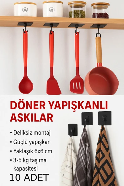 Deliksiz Montaj Pratik Askı Kancası – 10 Adet ürün görseli 1
