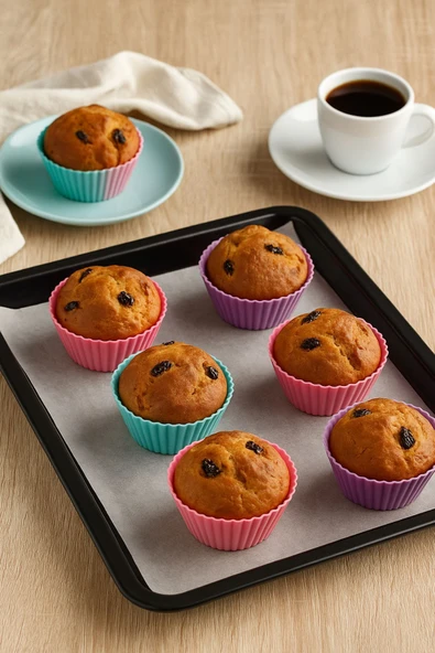 Pratik Silikon Muffin Kalıbı - 6’lı Set - Resim 3