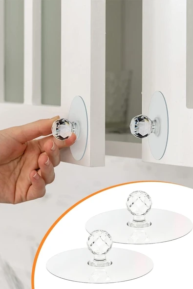 2'li Kristal Kendiliğinden Güçlü Yapışkanlı Kulp Askısı Tutma Kolu ürün görseli 1