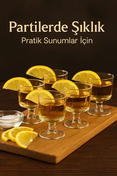 6 Adet Şık Ayaklı 50 ML Tekila & Tatlı Bardağı - Resim 2
