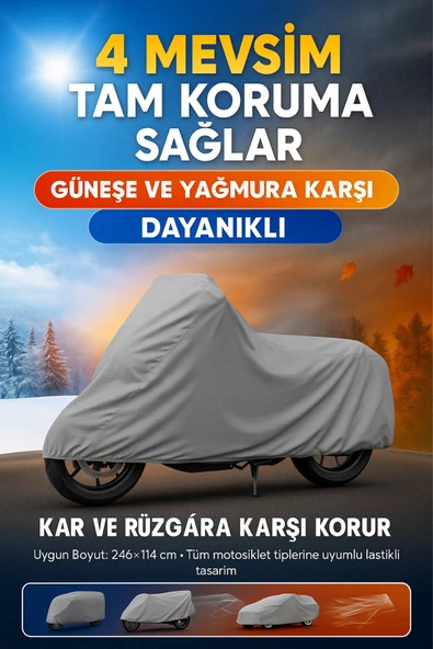 Su Geçirmez 4 Mevsim Motosiklet Brandası 246x114 cm – UV, Rüzgar ve Yağmur Koruma ürün görseli 1