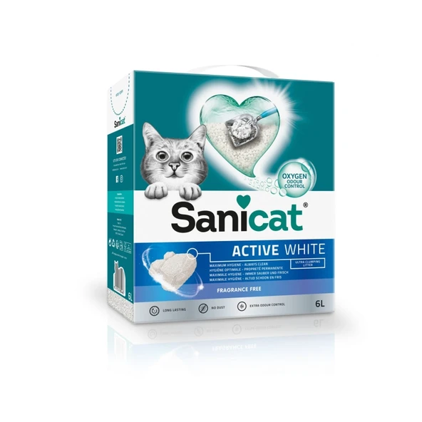 Sanicat Active White Kokusuz Kedi Kumu 6l ürün görseli 1
