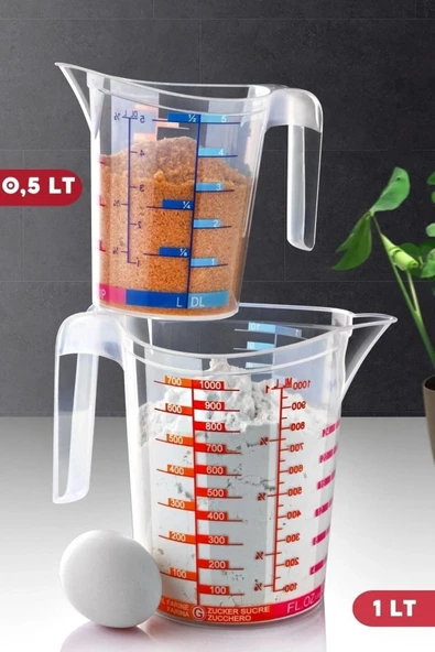 2'li Set Çok Ölçekli Multi Ölçü Kabı X1-1 Lt / X1-0,5 Lt Ndy ürün görseli 1