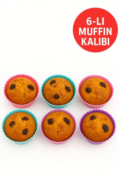 Pratik Silikon Muffin Kalıbı - 6’lı Set - Resim 4