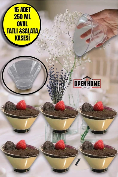 15'li Plastik Oval Tatlı Salata Çerezlik Kasesi 250 Cc ürün görseli 1