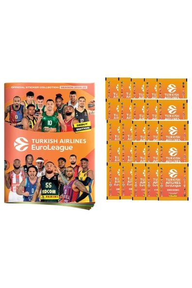 2024-25 Official Turkish Airlines EuroLeague Albüm+25 Paket (125 Çıkartma) Seti ürün görseli 1