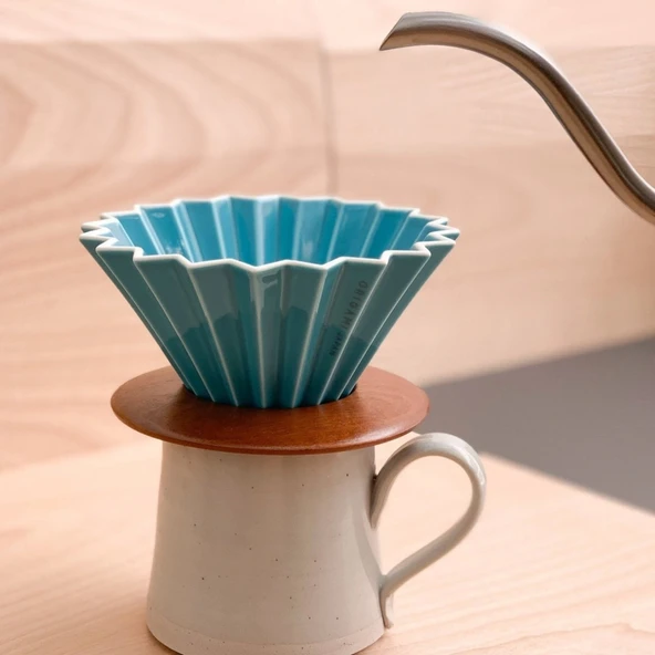 Ahşap Standlı Dripper - Turkuaz (ASD-10) - Resim 5