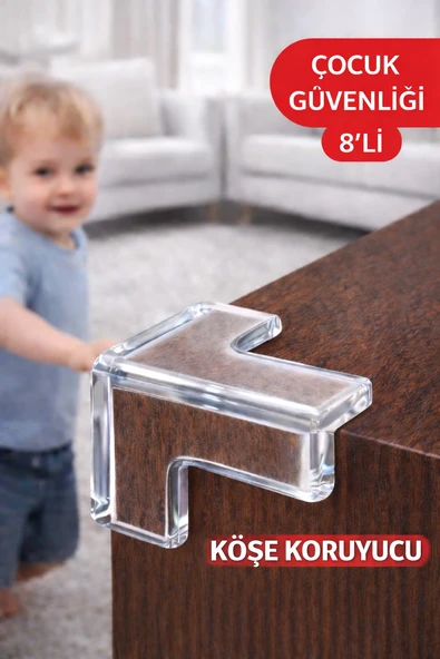 8’li Set Şeffaf Silikon Masa Kenarı Köşe Koruyucu | Çocuk Güvenliği Darbe Önleyici ürün görseli 1