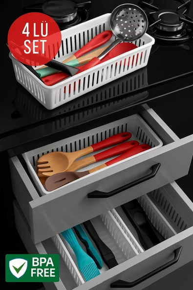 4'lü Çekmece İçi Kaşıklık Sepet Organizer ürün görseli 1
