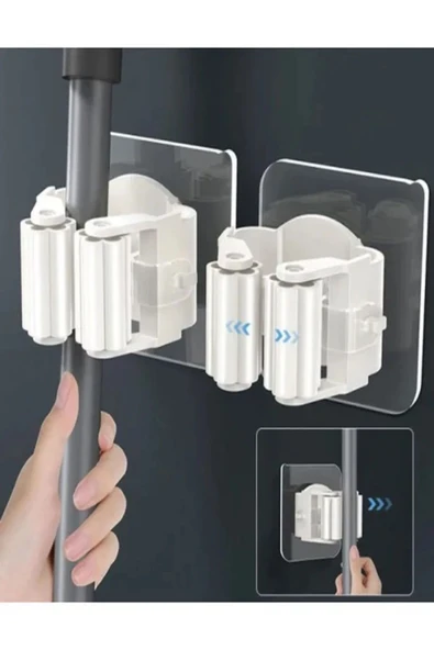 4'lü Yapışkanlı Pratik Mop Tutucu - Resim 5