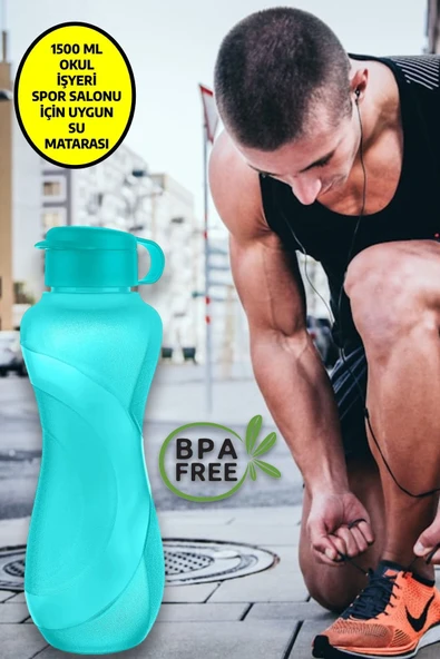Waterfresh 1500 ml Matara Okul Işyeri Spor Salonu Için Uygun & Su Şişesi & Suluk - Turkuaz ürün görseli 1