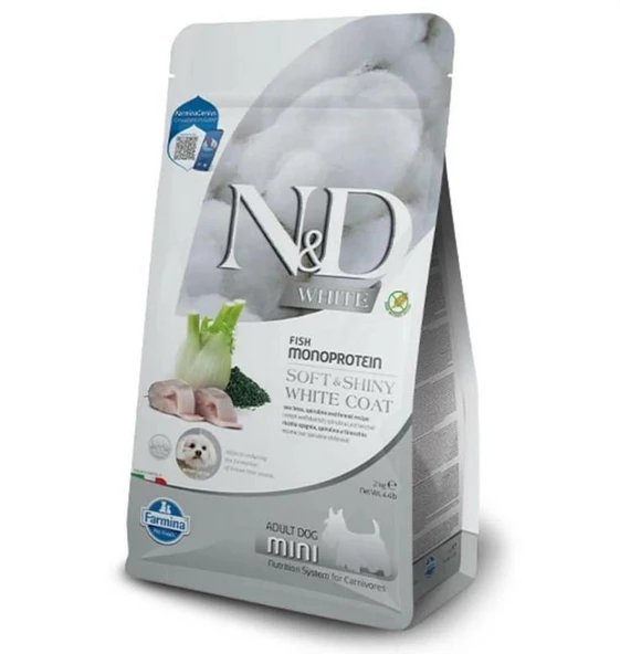 N&D White Levrek Spirulina ve Rezeneli Küçük Irk Yetişkin Köpek Maması 2kg ürün görseli 1