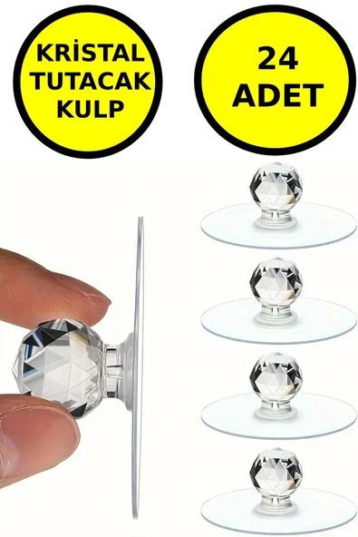 24 Adet Çok Amaçlı Yapışkan Kristal Tutacak Kulp ürün görseli 1