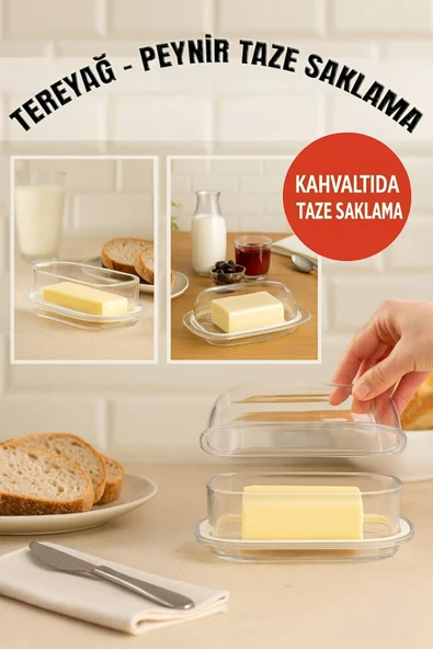 Şeffaf Plastik Tereyağlık Peynir Saklama Kabı 18,5x13x6,5 cm – Sızdırmaz & Hijyenik Kapaklı ürün görseli 1
