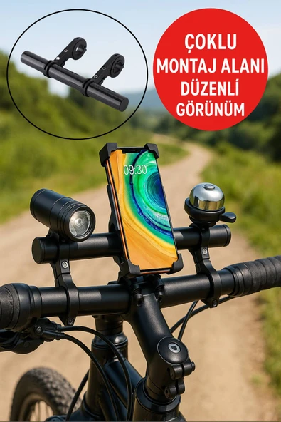 Bisiklet Gidon Uzatma Barı – Çoklu Montaj Alanı, Dayanıklı ve Şık Aksesuar Tutucu 20 cm ürün görseli 1
