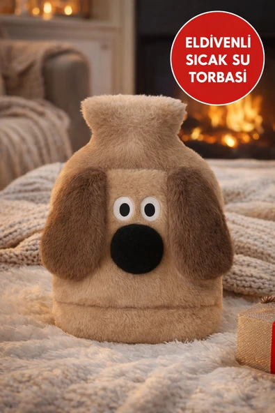 Kahverengi Gromit Figürlü Eldivenli Sıcak Su Torbası – Peluş Kılıflı, Karın El Isıtıcı ürün görseli 1