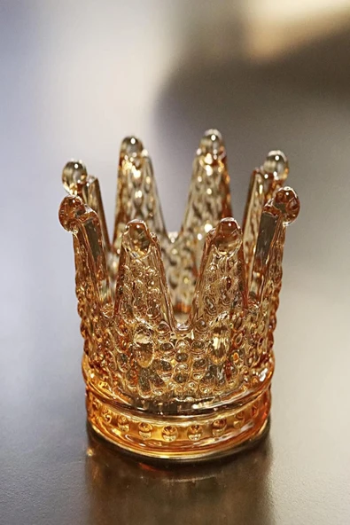 Gold Taç Cam Küllük Mumluk - Resim 2