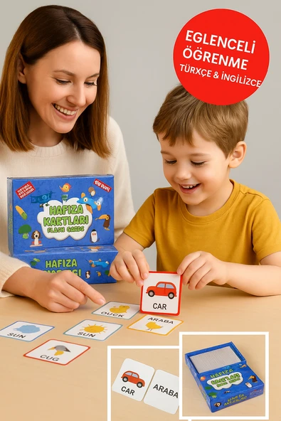 Hafıza Kartları Flash Cards 108 Parça • Türkçe İngilizce Kelime Oyunu • Zeka ve Dikkat Gelişimi ürün görseli 1