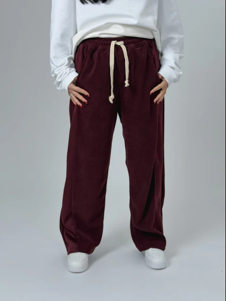 Oversize Bordo Kadın Baggy Eşofman COC2531 ürün görseli 1