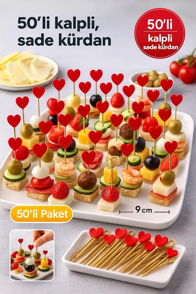 50’li Kalpli Kırmızı Davul Sunum Kürdanı 12 cm – Parti, Kokteyl, Kanepe ve Tatlı Süsleme ürün görseli 1