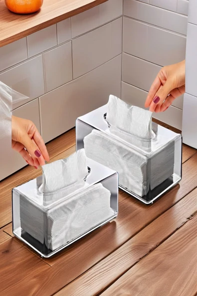 2'li Set Clear Peçete Organizeri - Resim 3