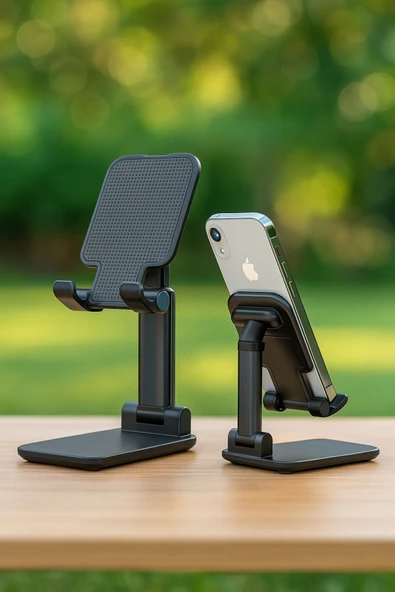 360° Katlanabilir Masaüstü Telefon ve Tablet Standı - Resim 4