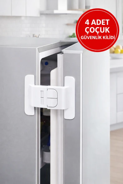 4’lü Çocuk Güvenlik Kilidi | Buzdolabı Dolap Çekmece Kapak Kilidi Çift Butonlu ürün görseli 1