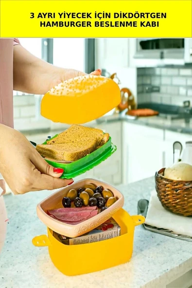 Dikdörtgen Hamburger Beslenme Kabı ürün görseli 1