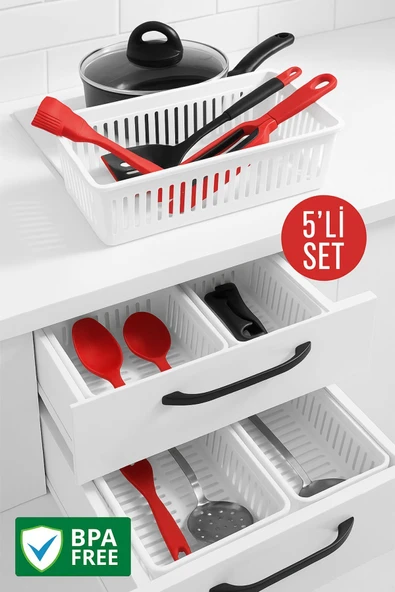 5'li Çekmece İçi Kaşıklık Sepet Organizer ürün görseli 1
