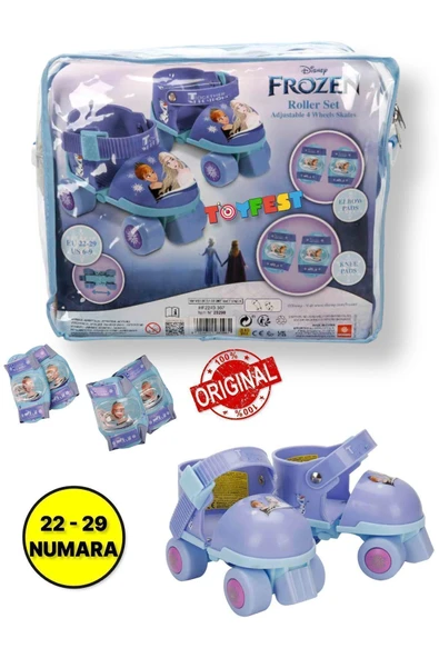 Frozen Çantalı Dizlik ve Dirseklikli 4 Teker Paten Seti - Mor - (22 - 29 Numara için Ayarlanabilir) ürün görseli 1