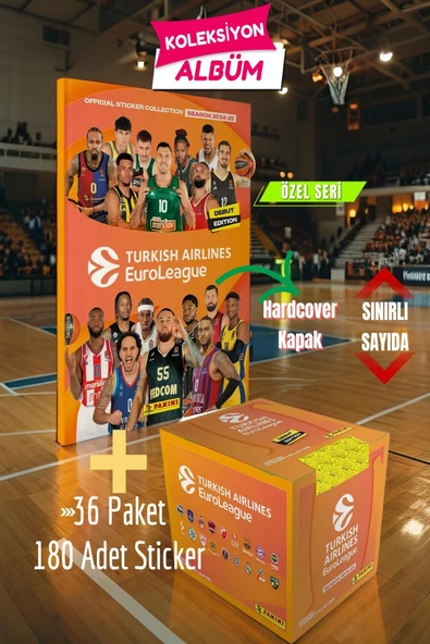 Turkish Airlines Euroleague Özel Koleksiyon Albümü + 36 Paket (180 Adet) Sticker ürün görseli 1