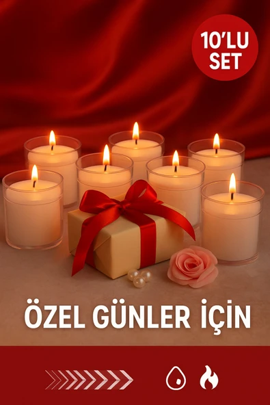 10’lu Set Şeffaf Plastik Mumluk  – Dekoratif, Dayanıklı ve Özel Günler İçin Şık Işık Çözümü ürün görseli 1