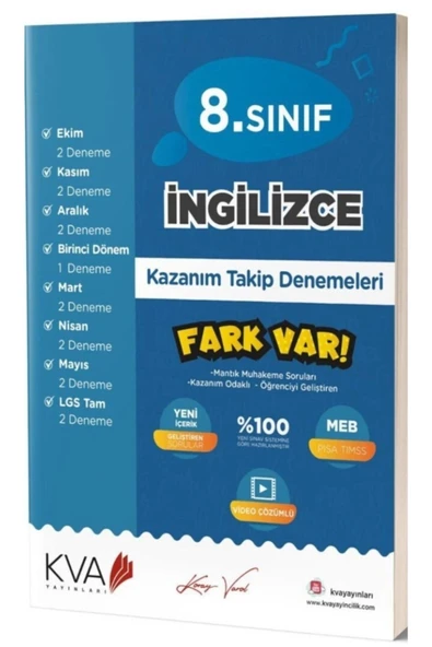 *Kampanya* 8.Sınıf İngilizce Kazanım Takip Denemeleri Koray Varol Akademi ürün görseli 1