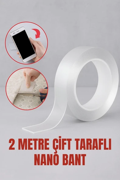 2 Metre Çift Taraflı NanoFix Şeffaf Güçlü Bant ürün görseli 1
