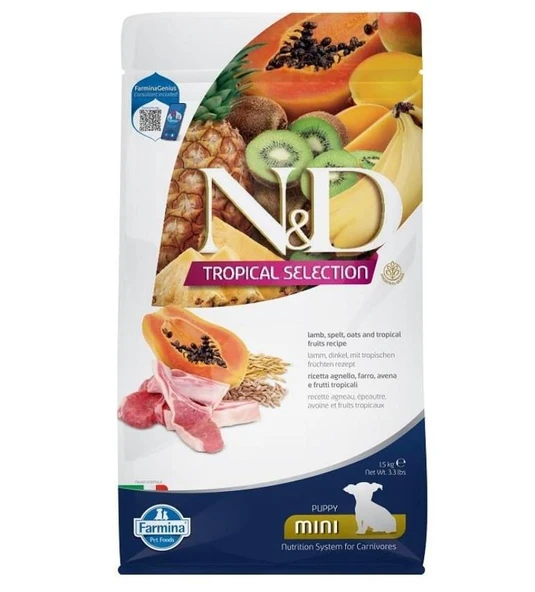 N&D Tropical Selection Kuzu Etli Mini Puppy Yavru Köpek Maması 1.5 Kg ürün görseli 1