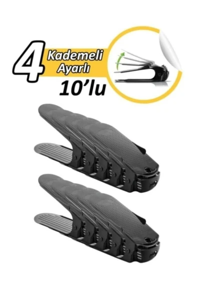 Siyah Ayarlanabilir 4 Kademeli Ayakkabı Rampası 10'lu Set ürün görseli 1