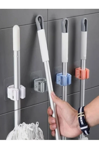 4'lü Yapışkanlı Pratik Mop Tutucu ürün görseli 1