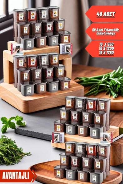 48'li Sızdırmaz Hava Almaz Etiketli Kuru Erzak Bakliyat Saklama Kabı (1.75LTL 1.2LT 0,5LT) ürün görseli 1