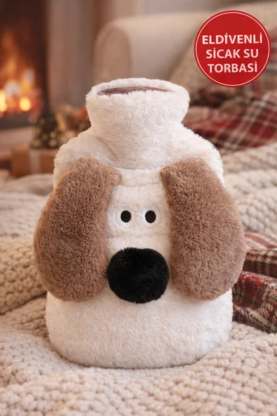 Beyaz Gromit Figürlü Eldivenli Sıcak Su Torbası – Peluş Kılıflı, Karın El Isıtıcı ürün görseli 1