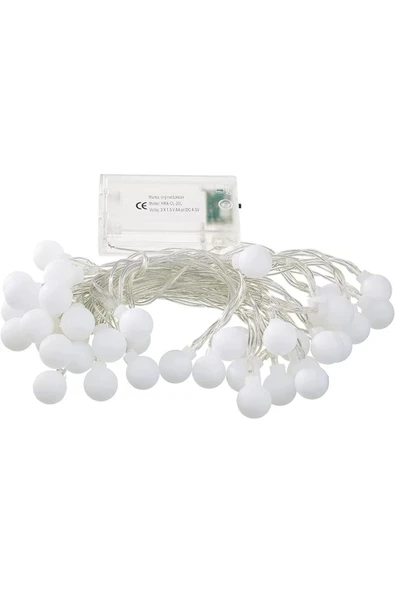 Pilli Led Işıklı Ampul Toplar Dekoratif Lamba Ev Aydınlatma 4 Metre Yd1513, Şeffaf ürün görseli 1