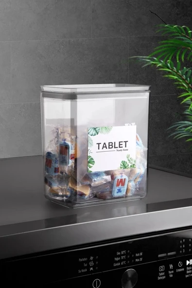 Dekoratif Dikdörtgen 2,6 Lt Vakum Kapaklı Tablet Saklama Kutusu ürün görseli 1