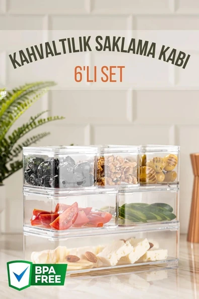 6'lı Clear Kahvaltılık Saklama Kabı Seti ürün görseli 1