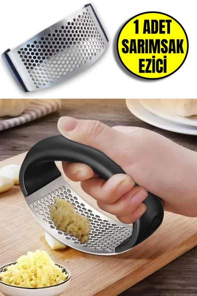 Paslanmaz Çelik Sarımsak Ezici Sarımsak Zencefil Ezeceği Sarımsak Öğütücü Rende Siyah Saplı ürün görseli 1