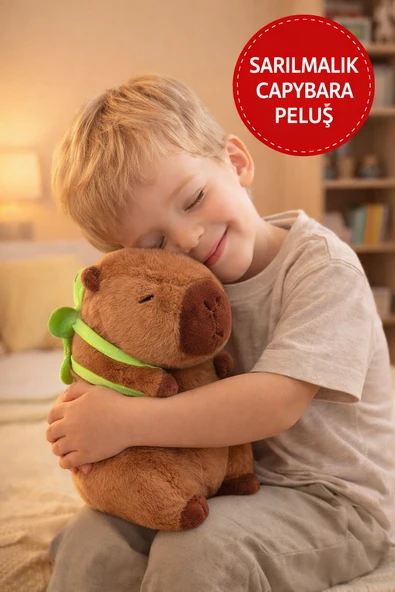Kahverengi Capybara Peluş Oyuncak 30 CM – Sırtında Çıkartılabilir Kaplumbağa Aksesuarlı Sevimli Peluş ürün görseli 1