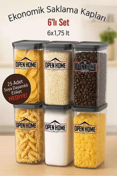 6'lı Antrasit Ekonomik Kırılmaz Saklama Kabı Seti 6x1,75 Lt. ürün görseli 1