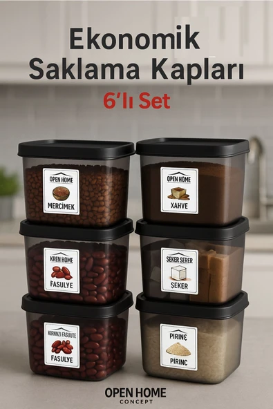 6’lı Set Saklama Kabı – Antrasit Renkli, Pratik ve Şık 550 ML ürün görseli 1